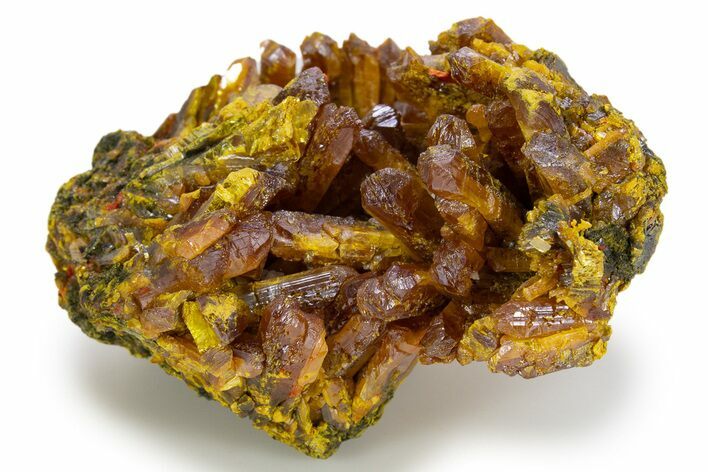 Vibrant Orpiment Crystal Cluster with Calcite - China #324444